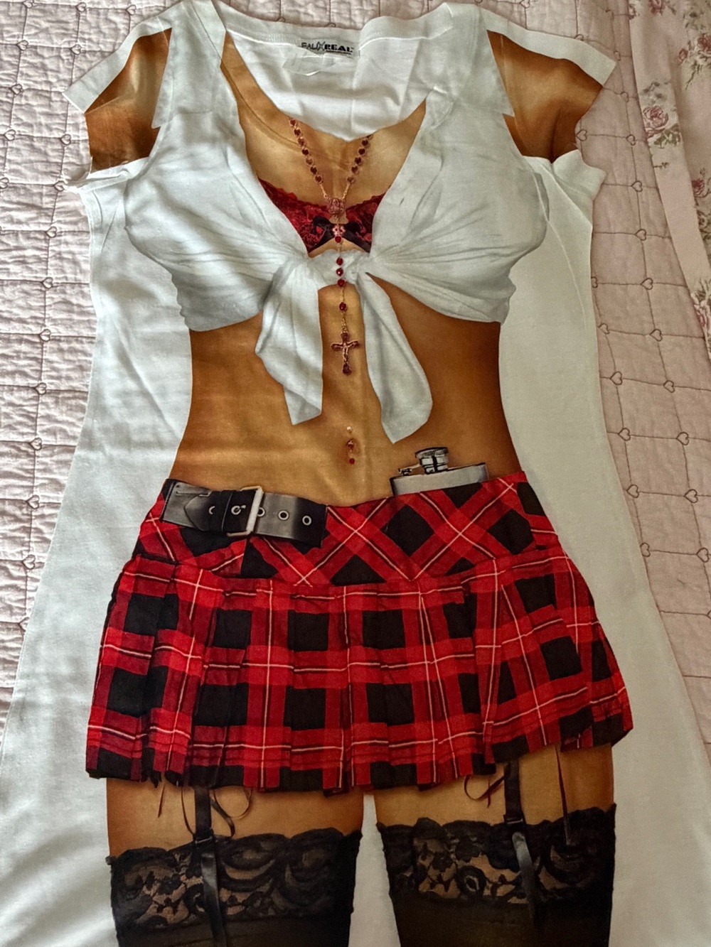 Novelty Printed Mini Skirt Graphic Dress - Red Plaid